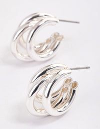 Silver Triple Row Hoop Earrings & Polishing Set - link has visual effect only