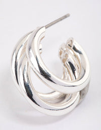 Silver Triple Row Hoop Earrings & Polishing Set - link has visual effect only