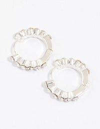 Silver Classic Diamante Huggie Earrings & Polishing Set - link has visual effect only