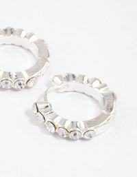 Silver Classic Diamante Huggie Earrings & Polishing Set - link has visual effect only