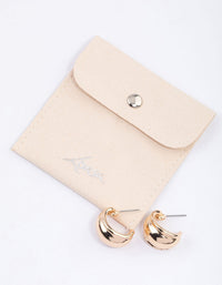 Gold Rounded Edge Hoop Earrings & Polishing Set - link has visual effect only