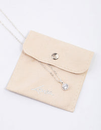 Silver Encased Diamante Drop Necklace & Polishing Set - link has visual effect only