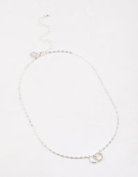 Silver Linked Circle Diamante Necklace & Polishing Set - link has visual effect only