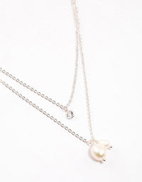 Silver Double Freshwater Pearl Necklace & Polishing Set - link has visual effect only