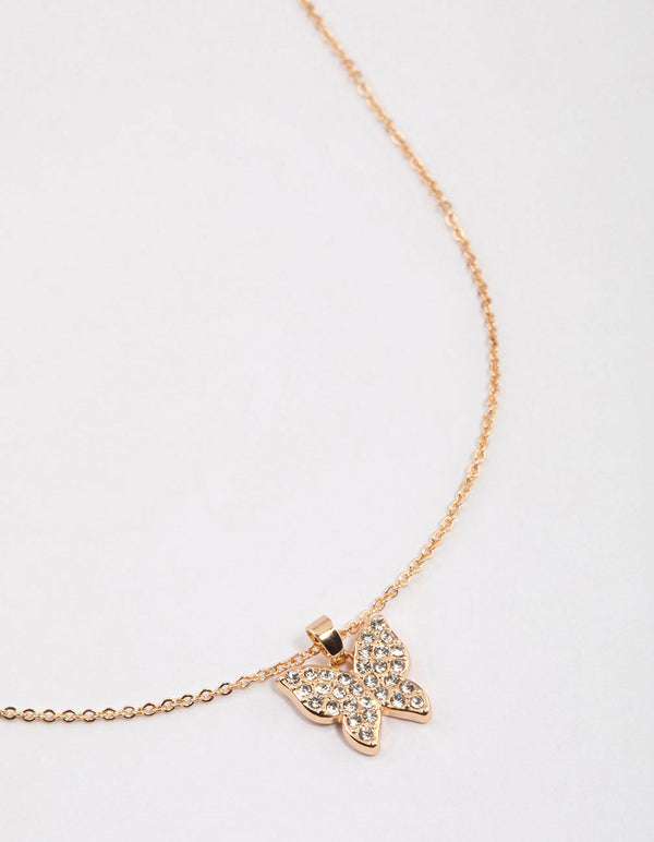 Gold Pave Butterfly Necklace & Polishing Set