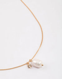 Gold Freshwater Pearl Drop Necklace & Polishing Set - link has visual effect only