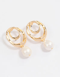 Gold Spiral Pearl Drop Earrings - link has visual effect only