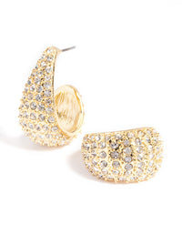 Gold Plated Diamante Wide Hoop Earrings - link has visual effect only