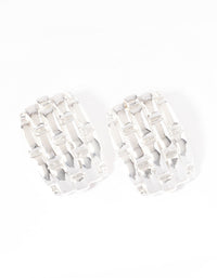 Silver Plated Statement Woven Stud Earrings - link has visual effect only