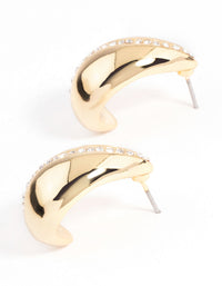 Gold Plated Diamante Bold Teardrop Earrings - link has visual effect only