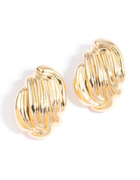 Gold Plated Statement Textured Stud Earrings - link has visual effect only