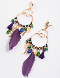 Gold Stone Tassel Drop Earrings - link has visual effect only