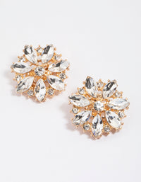 Gold Diamante Flower Stud Earrings - link has visual effect only