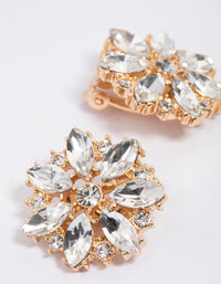 Gold Diamante Flower Stud Earrings - link has visual effect only