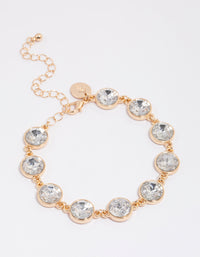 Gold Round Diamante Stone Bracelet - link has visual effect only