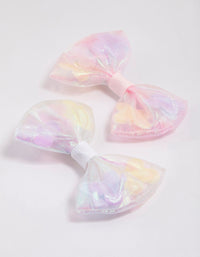 Kids Fabric Clear Flower & Bow Hair Clip Pack - link has visual effect only