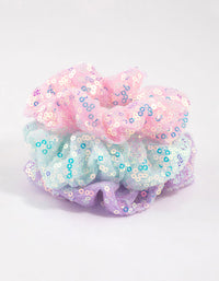 Kids Mixed Sequined Pastel Hair Scrunchies Pack - link has visual effect only