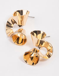 Gold Ribbon Curl Drop Earrings - link has visual effect only