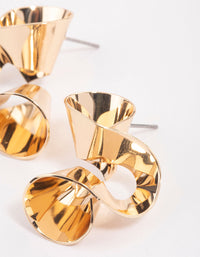 Gold Ribbon Curl Drop Earrings - link has visual effect only