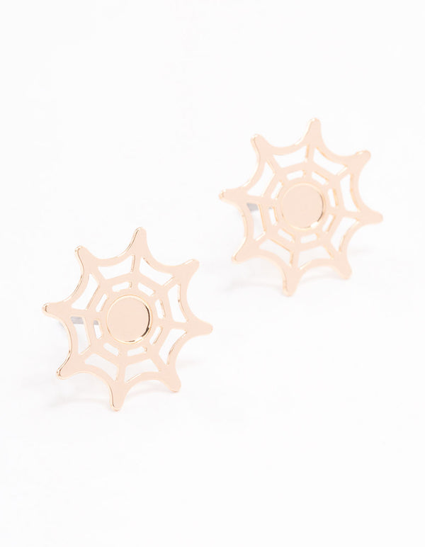 Gold Spiderweb Stud Earrings