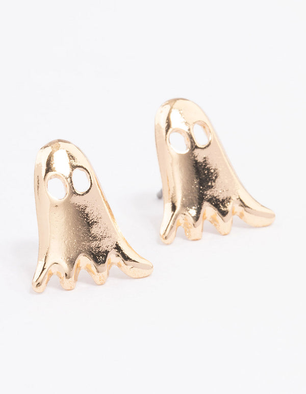 Gold Cute Ghost Stud Earrings