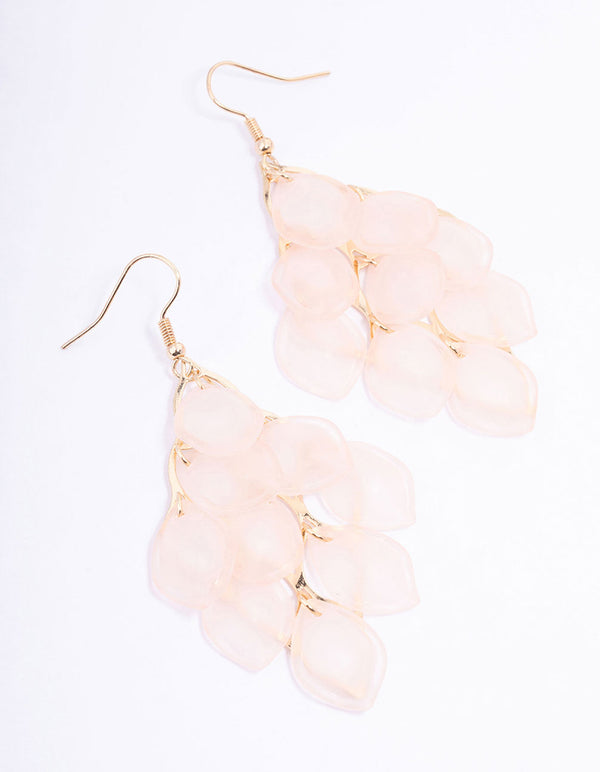 Blush Frosted Petal Diamond Drop Earrings