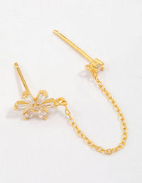 Gold Plated Sterling Silver Flower Chain Stud Earring - link has visual effect only