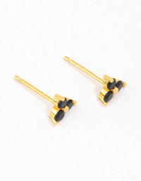 Gold Plated Sterling Silver Triangular Round Cubic Zirconia Stud Earrings - link has visual effect only