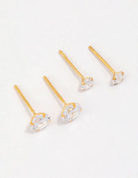 Gold Plated Sterling Silver Cubic Zirconia Stud Pack - link has visual effect only