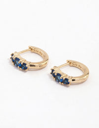 Gold Plated Sterling Silver Round Cubic Zirconia Huggie Earrings - link has visual effect only