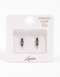 Gold Plated Sterling Silver Round Cubic Zirconia Huggie Earrings - link has visual effect only