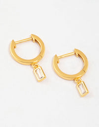 Gold Plated Sterling Silver Cubic Zirconia Baguette Drop Earrings - link has visual effect only