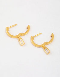 Gold Plated Sterling Silver Cubic Zirconia Baguette Drop Earrings - link has visual effect only