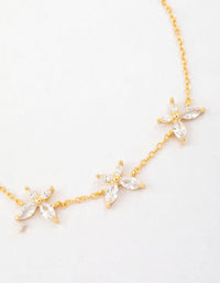 Gold Plated Sterling Silver Triangular Cubic Zirconia Butterfly Bracelet - link has visual effect only
