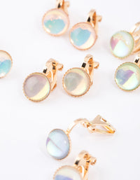 Gold Round Clip On Earrings 5-Pack - link has visual effect only