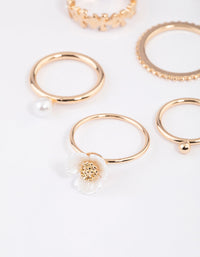 Gold Pearl Flower Ring 6-Pack - link has visual effect only