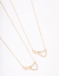 Gold Diamante Infinity & Heart Necklace Pack - link has visual effect only