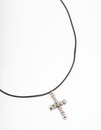 Rhodium Cord Skull Cross Necklace - link has visual effect only