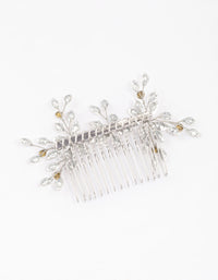 Rhodium Marquise Trio Floral Hair Comb - link has visual effect only