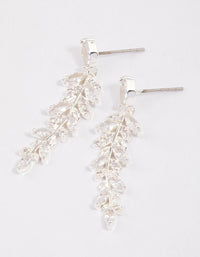 Silver Plated Cubic Zirconia Dainty Leaf Drop Earrings - link has visual effect only