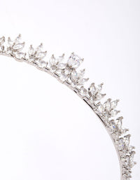 Silver Cubic Zirconia Mixed Stone Leaf Crown - link has visual effect only