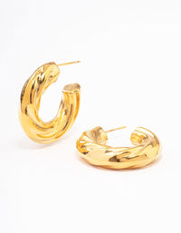 Gold Plated Stainless Steel Chubby Twisted Hoop Earrings - link has visual effect only