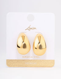 Waterproof Gold Plated Waterproof Stainless Steel Large Teardrop Earrings - link has visual effect only