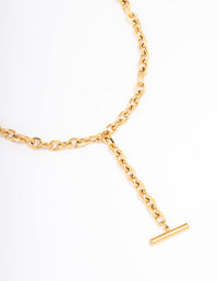 Gold Plated Stainless Steel Cable FOB Y-Shaped Necklace - link has visual effect only