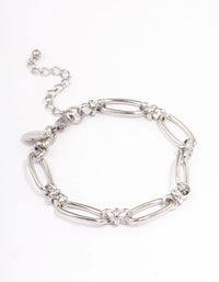 Stainless Steel Oval Link Bracelet - link has visual effect only