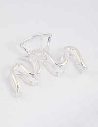 Silver Metal Wavy Hair Claw Clip - link has visual effect only