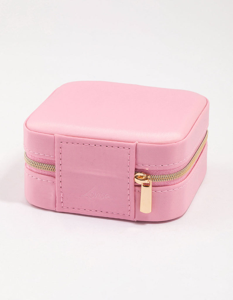 Faux Leather Iridescent Square Jewellery Case