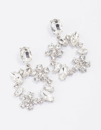 Rhodium Flower Square Drop Earrings - link has visual effect only