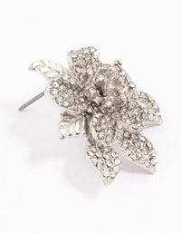 Rhodium Paved Flower Stud Earrings - link has visual effect only