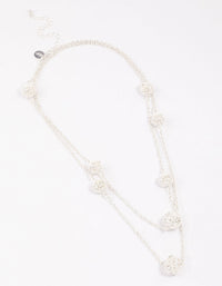 Rhodium Decorative Diamante Long Necklace - link has visual effect only